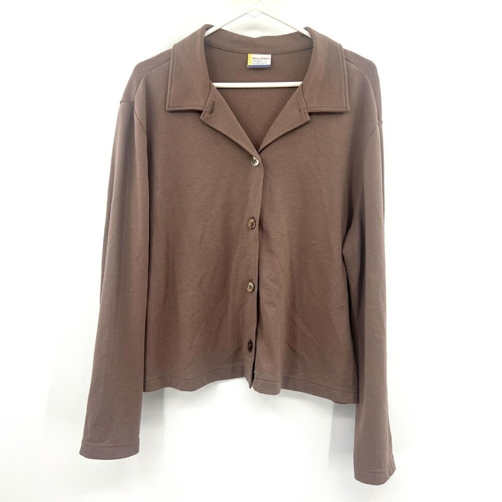 Hanna Andersson Brown Button Front Collarged Cardigan Women's Large